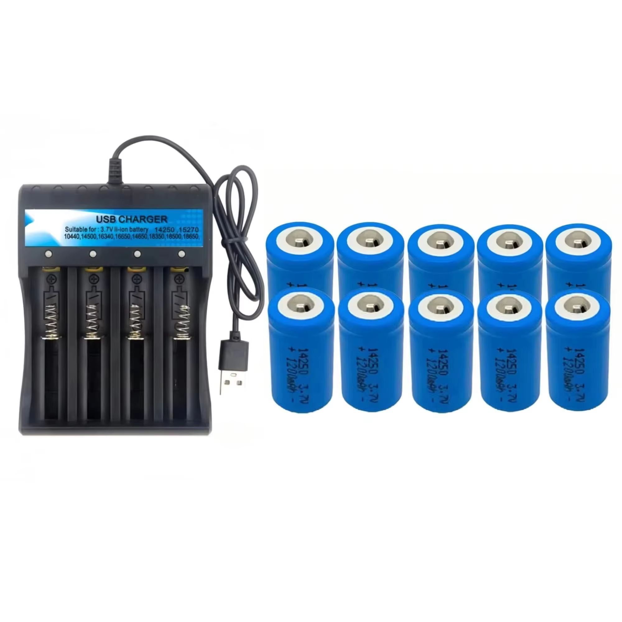Quick Vape - 10 adet hızlı şarj 14250 3.7V